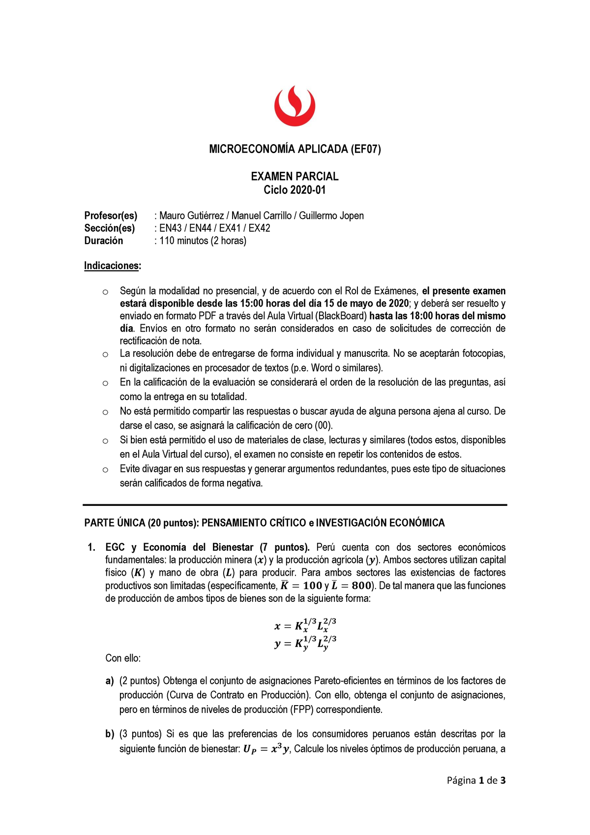 Examen Parcial Pgina De Microeconom A Aplicada Ef