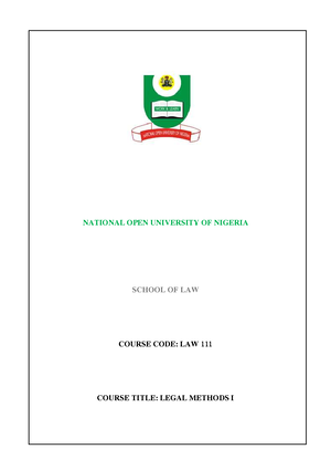 Introduction TO Nigeria Legal Method - CHAPTER ONE LAW IN SOCIAL ...