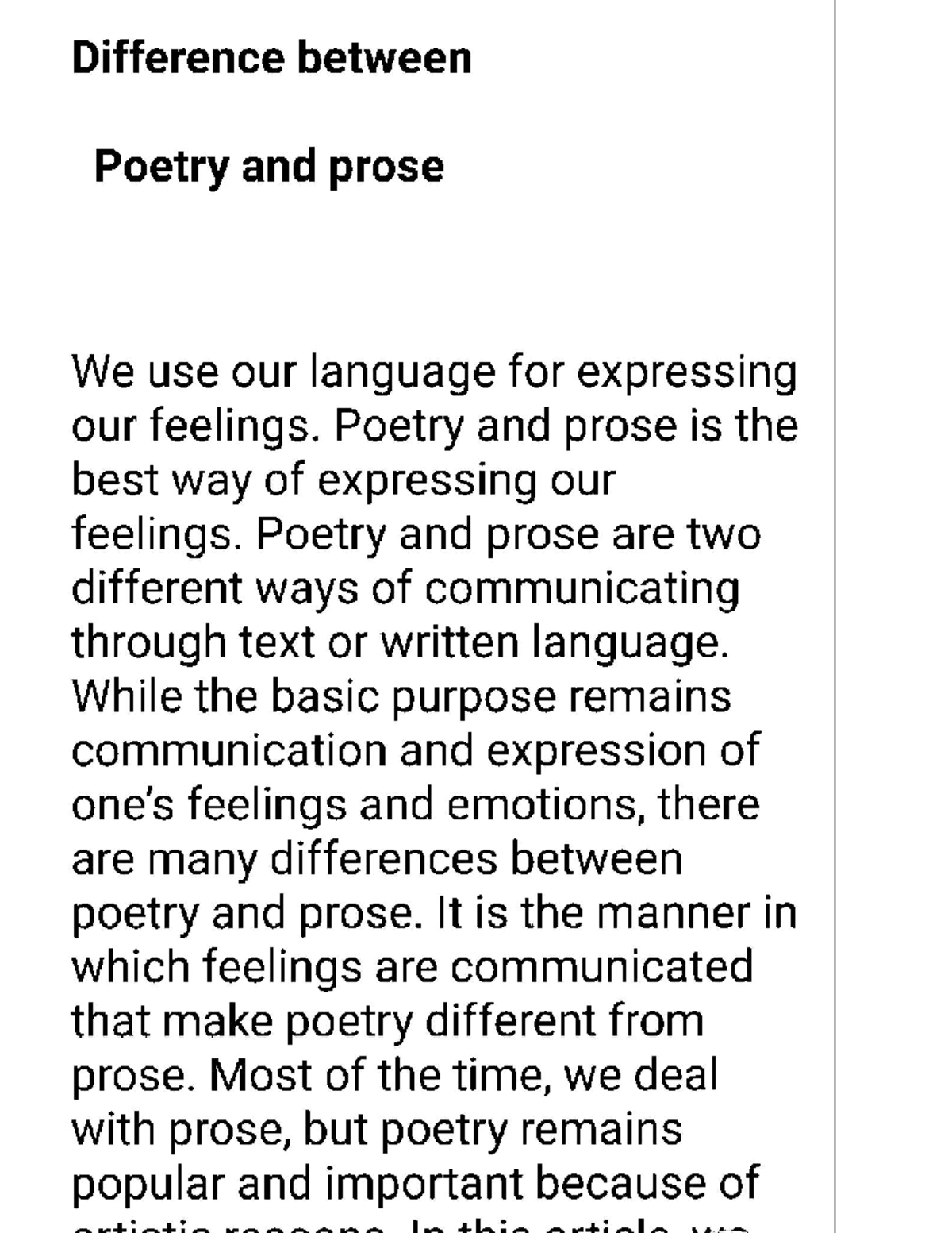 Difference between poetry and prose Ba English Studocu