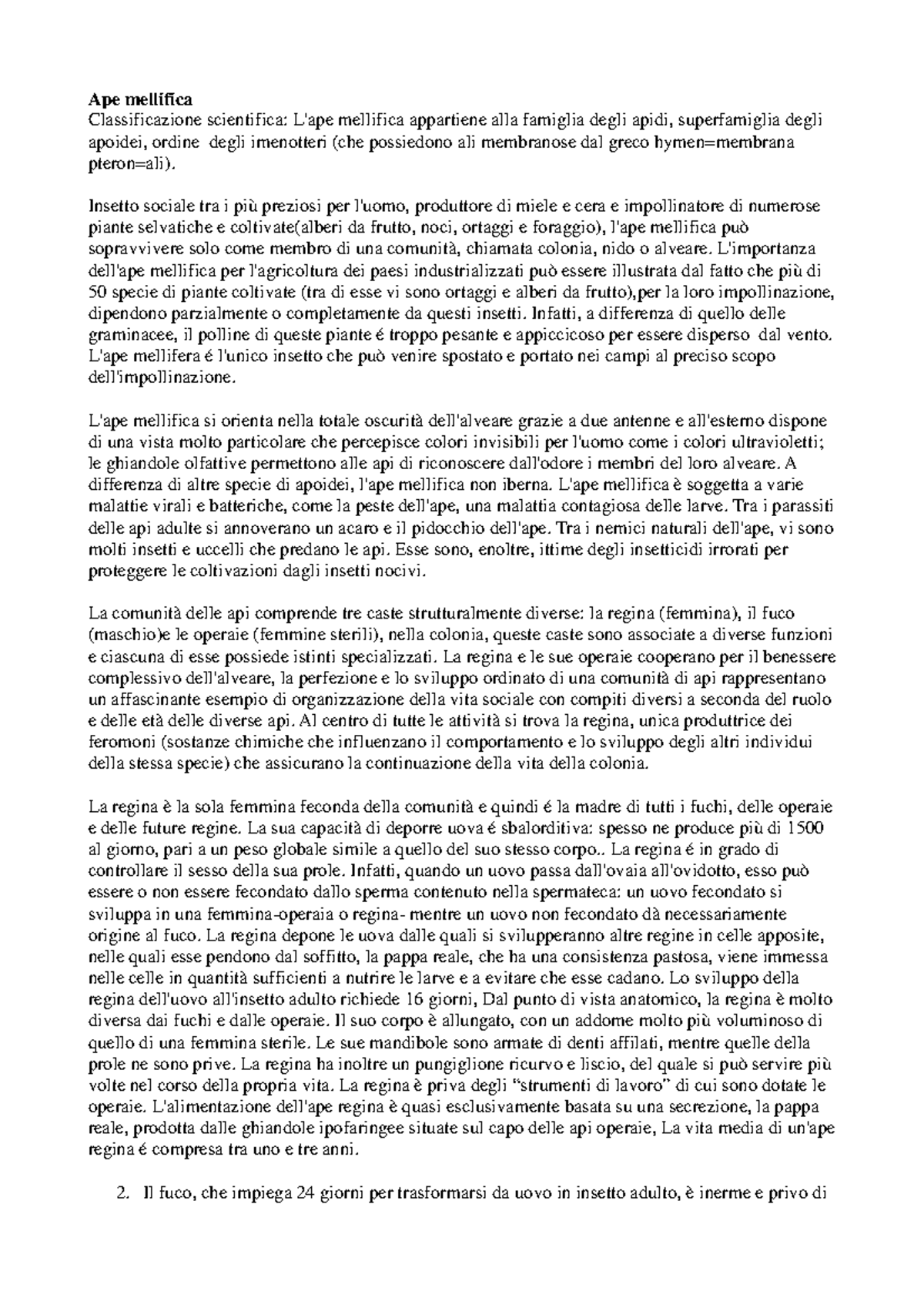 Laboratorio-api - Ape mellifica Classificazione scientifica: L'ape ...