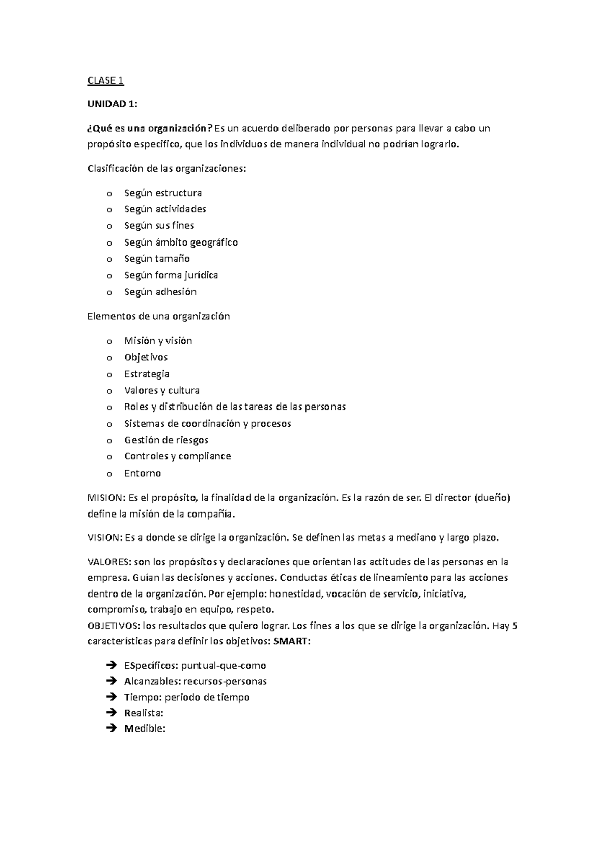 Clase 1 Admin - aaa - CLASE 1 UNIDAD 1: ¿Qué es una organización? Es un ...