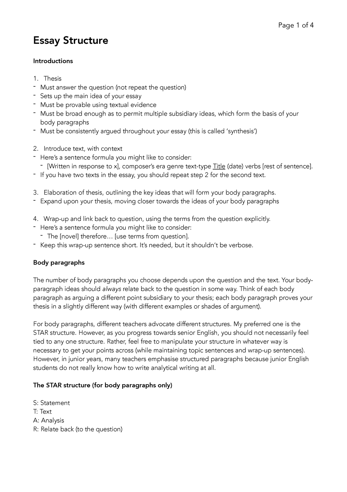 advanced higher english essay structure