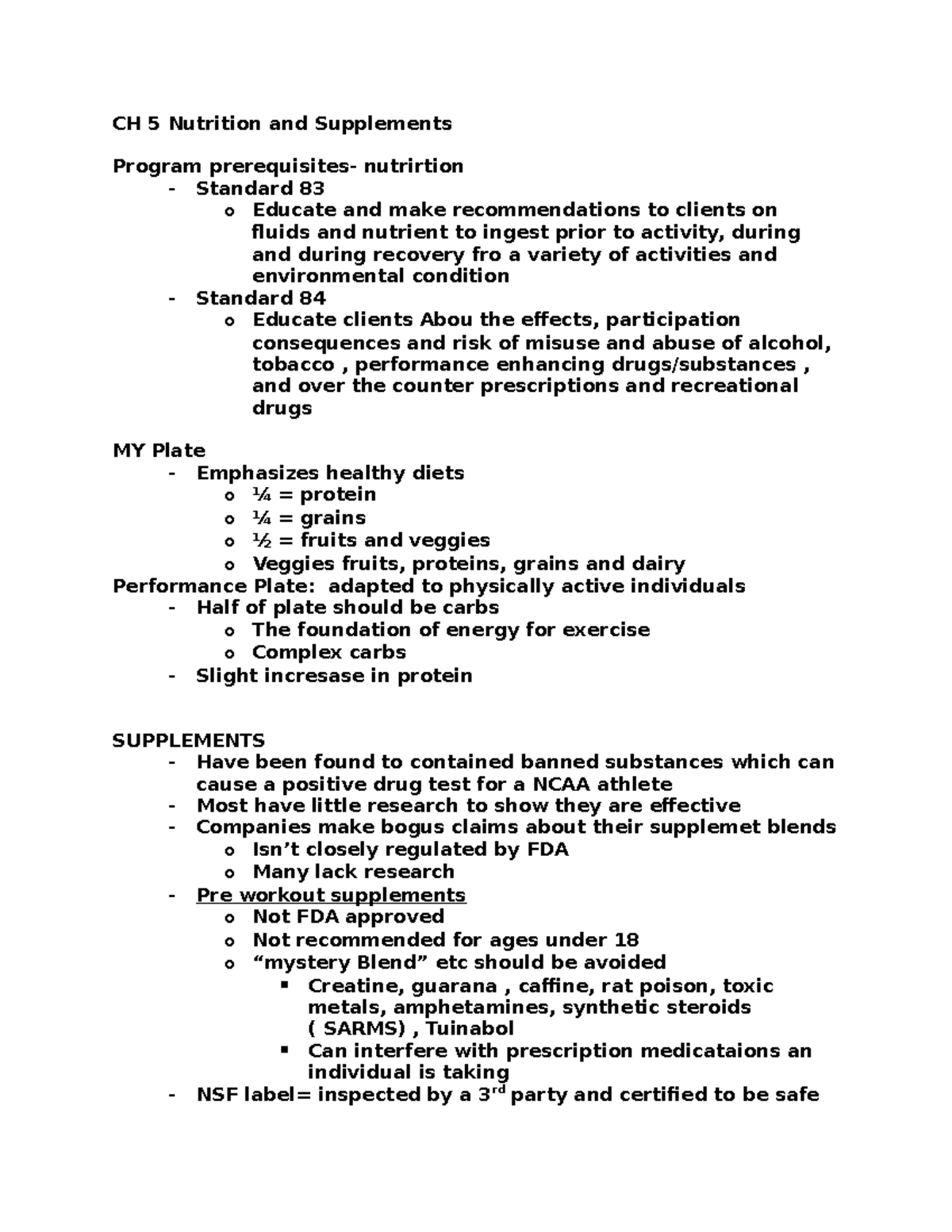 CH 5 Nutrition and Supplements - CH 5 Nutrition and Supplements Program ...