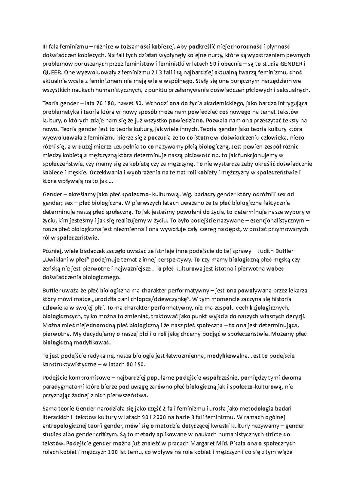 Gender i queer III fala feminizmu różnice w tożsamości kobiecej