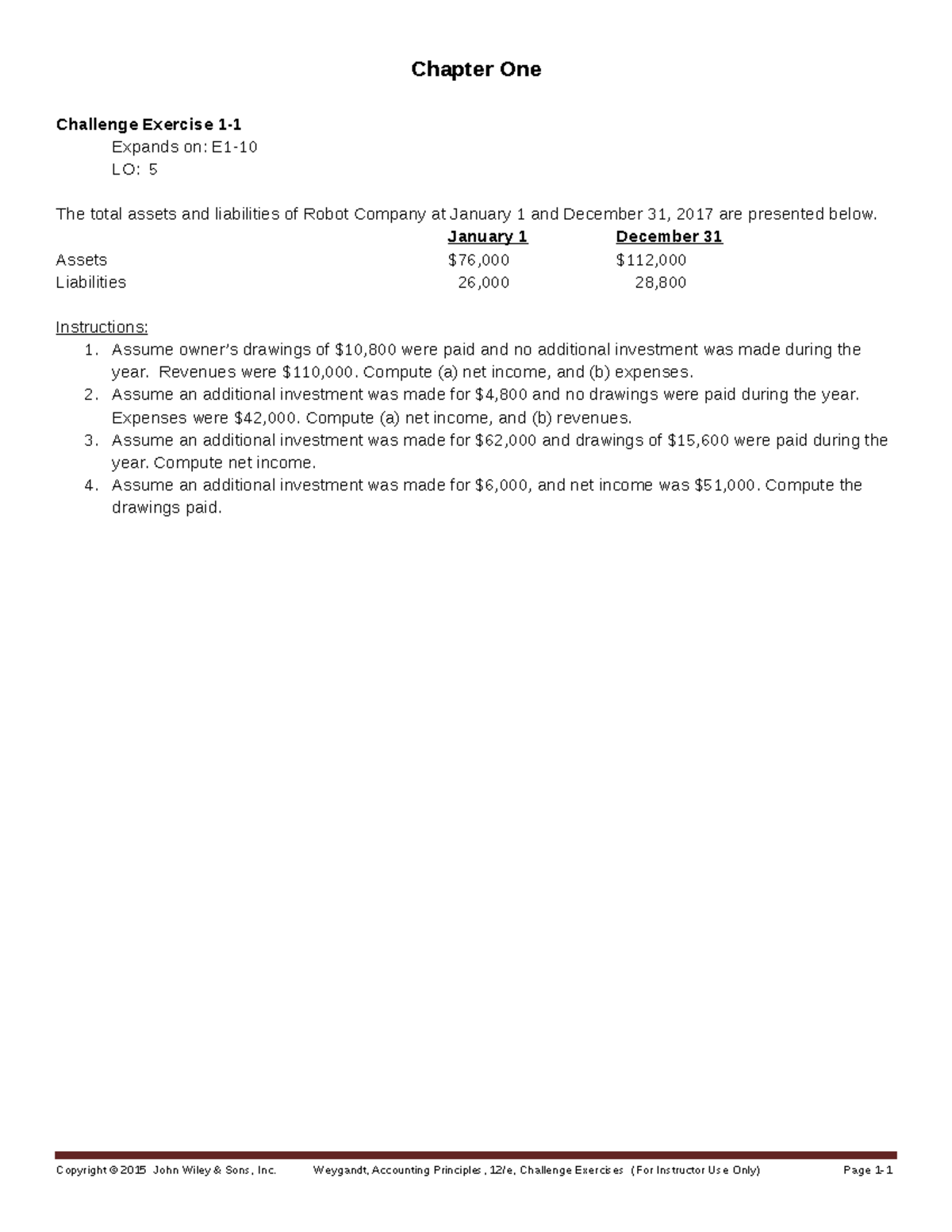 Lecture notes Financial Accounting - Chapter One Challenge Exercise 1 ...