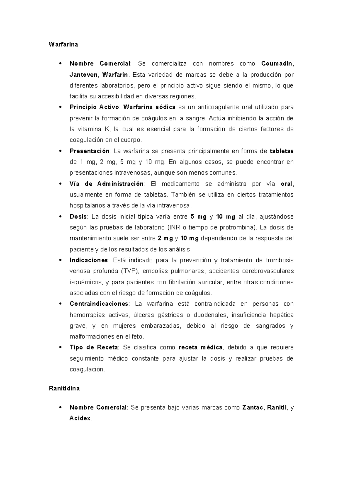 Warfarina - medicina - Warfarina Nombre Comercial: Se comercializa con ...