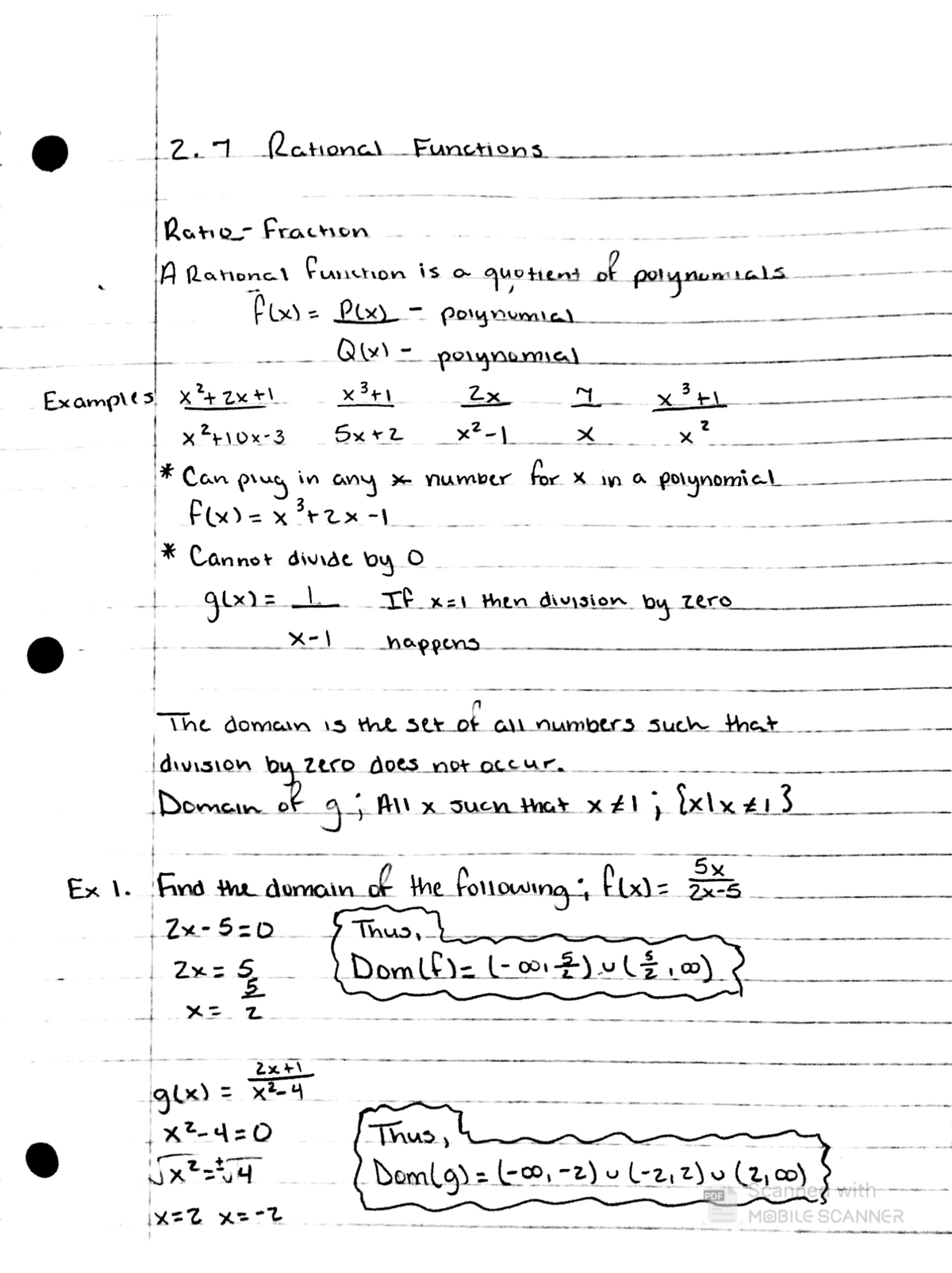 2.7 Rational Functions pt.3 - 2 Rational Functions Fraction ARational ...