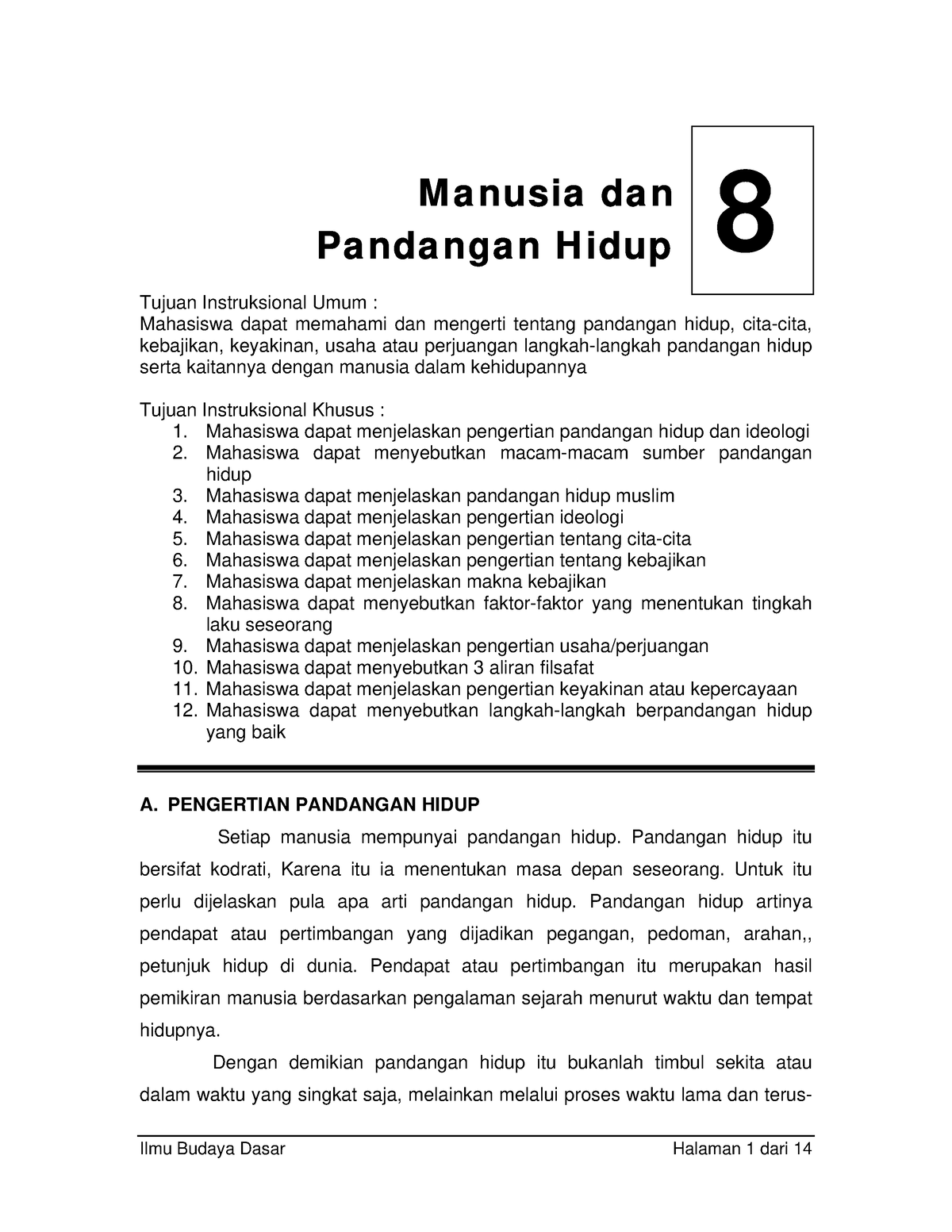 Manusia Dan Pandangan Hidup - 8 M A Nusia Da N Pa Nda Nga N H Idup ...