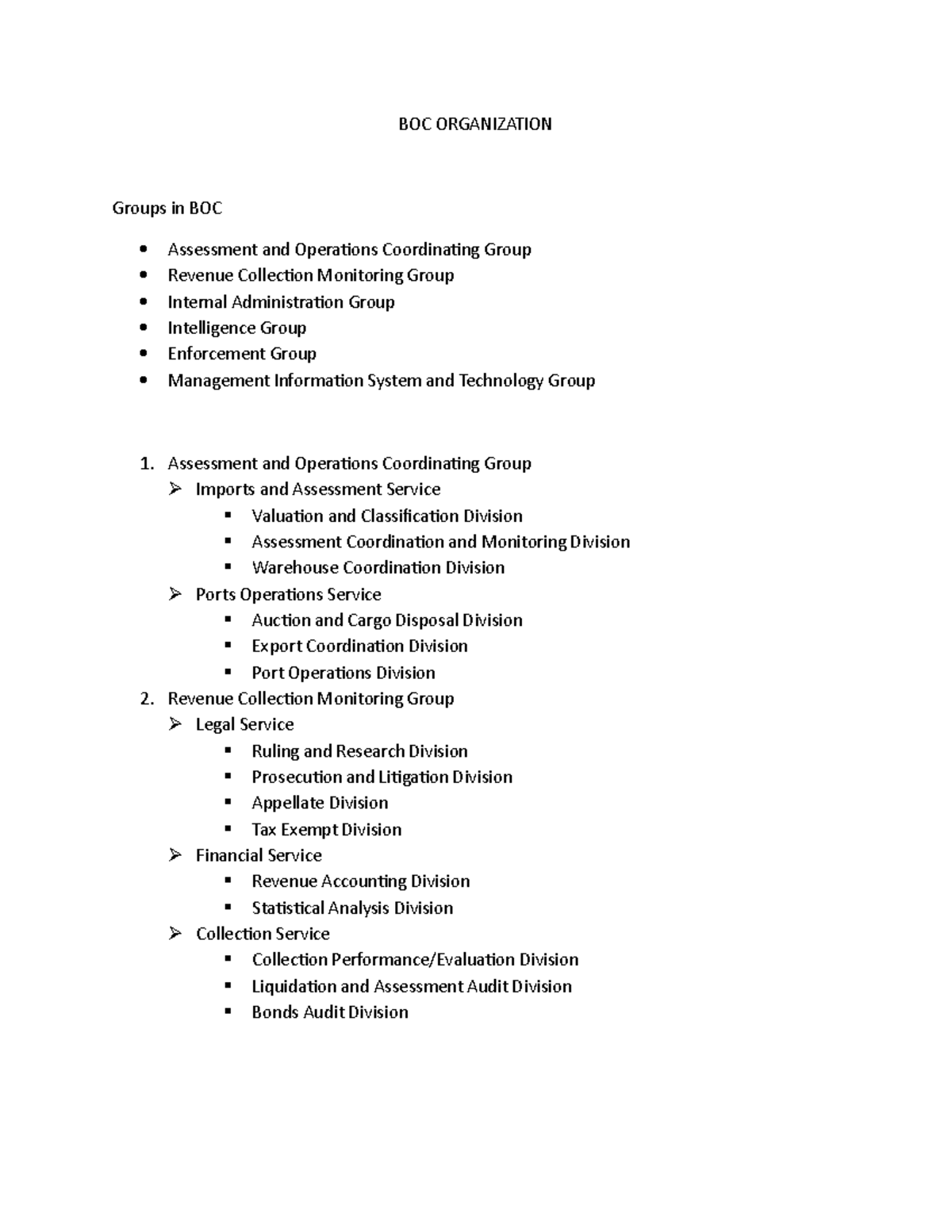 BOC- Organization - Nothing else - BOC ORGANIZATION Groups in BOC ...