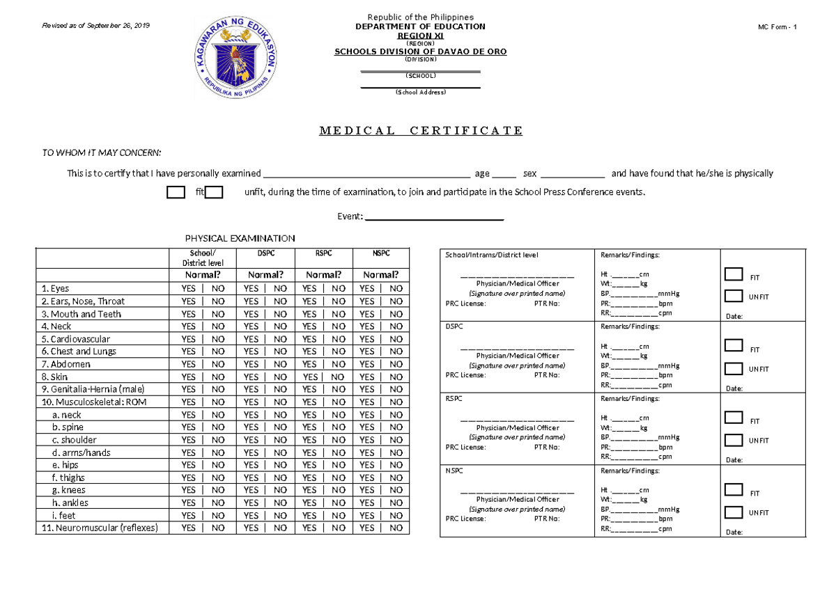 RSPC-Medical-Certificate - Republic of the Philippines DEPARTMENT OF ...