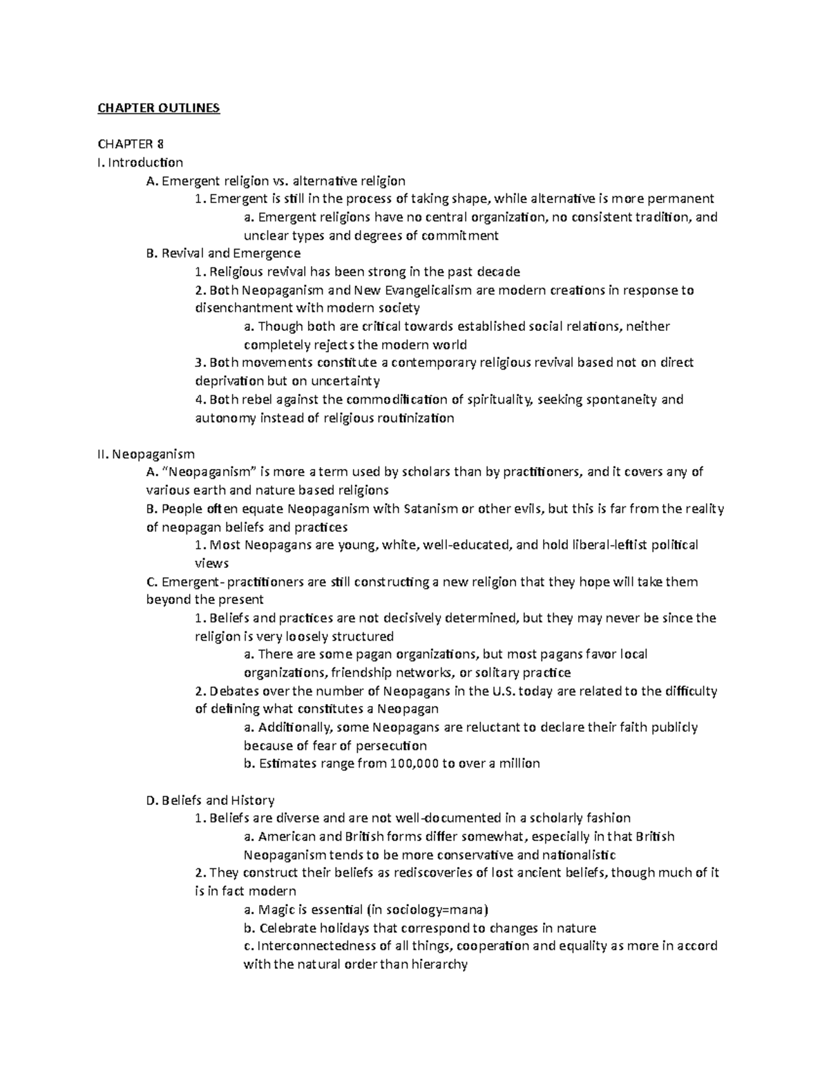 Chapter 8-10 Outlines - Prof: Renu Sharma-Persaud - CHAPTER OUTLINES ...