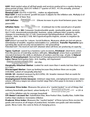 Econ 202 Test 2 Study Guide - Study Guide for Exam 2 Econ 202 Chapter 6 ...