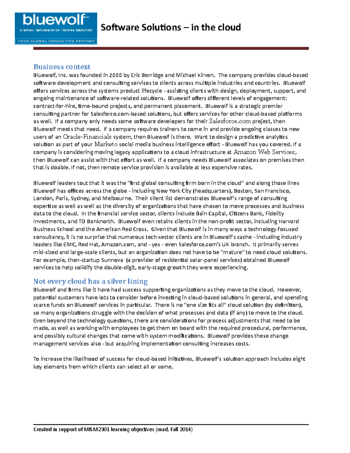 Bluewolf 2301-revised - Software Solutions – in the cloud Business ...