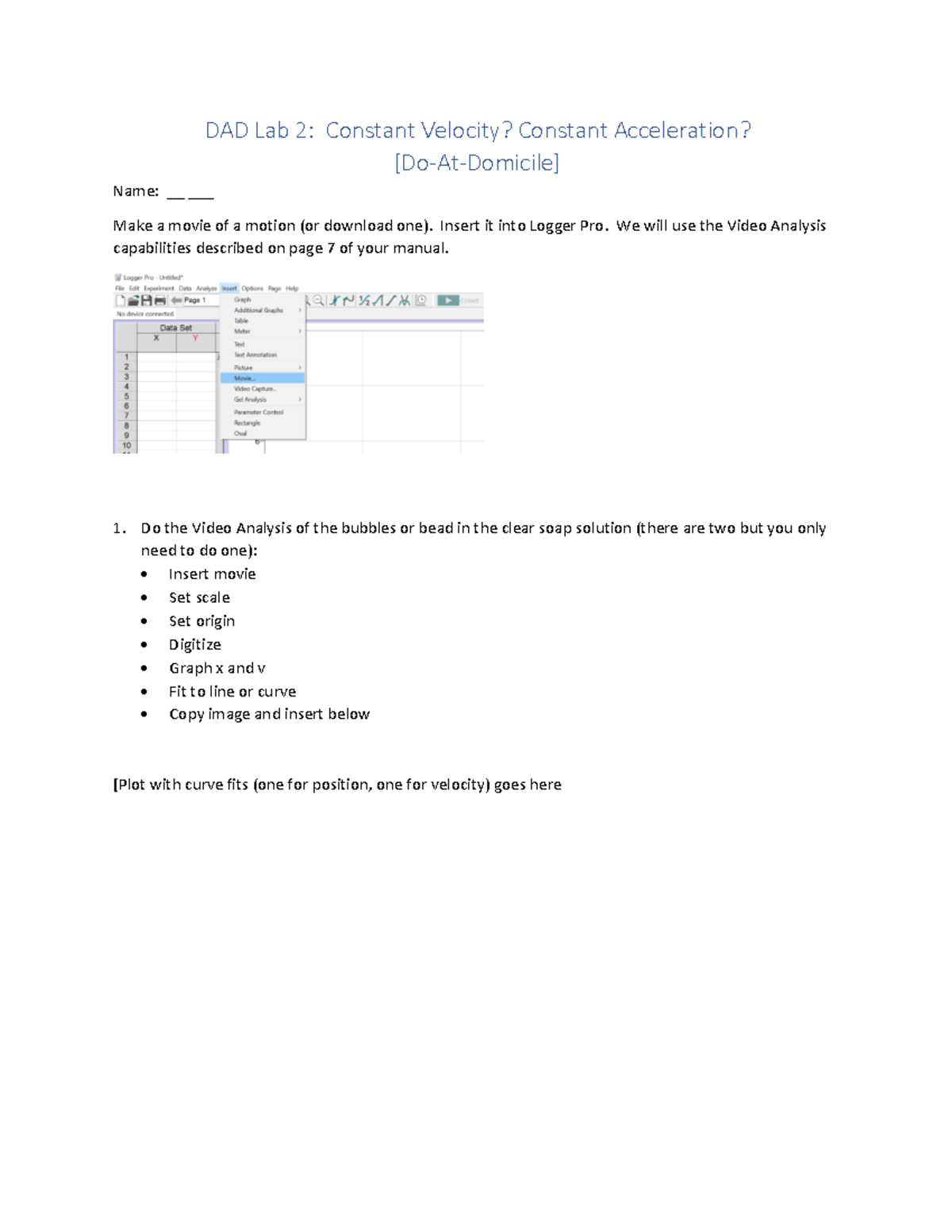 DAD Lab 2 Constant Velocity Constant Acceleration DAD Lab 2 Constant