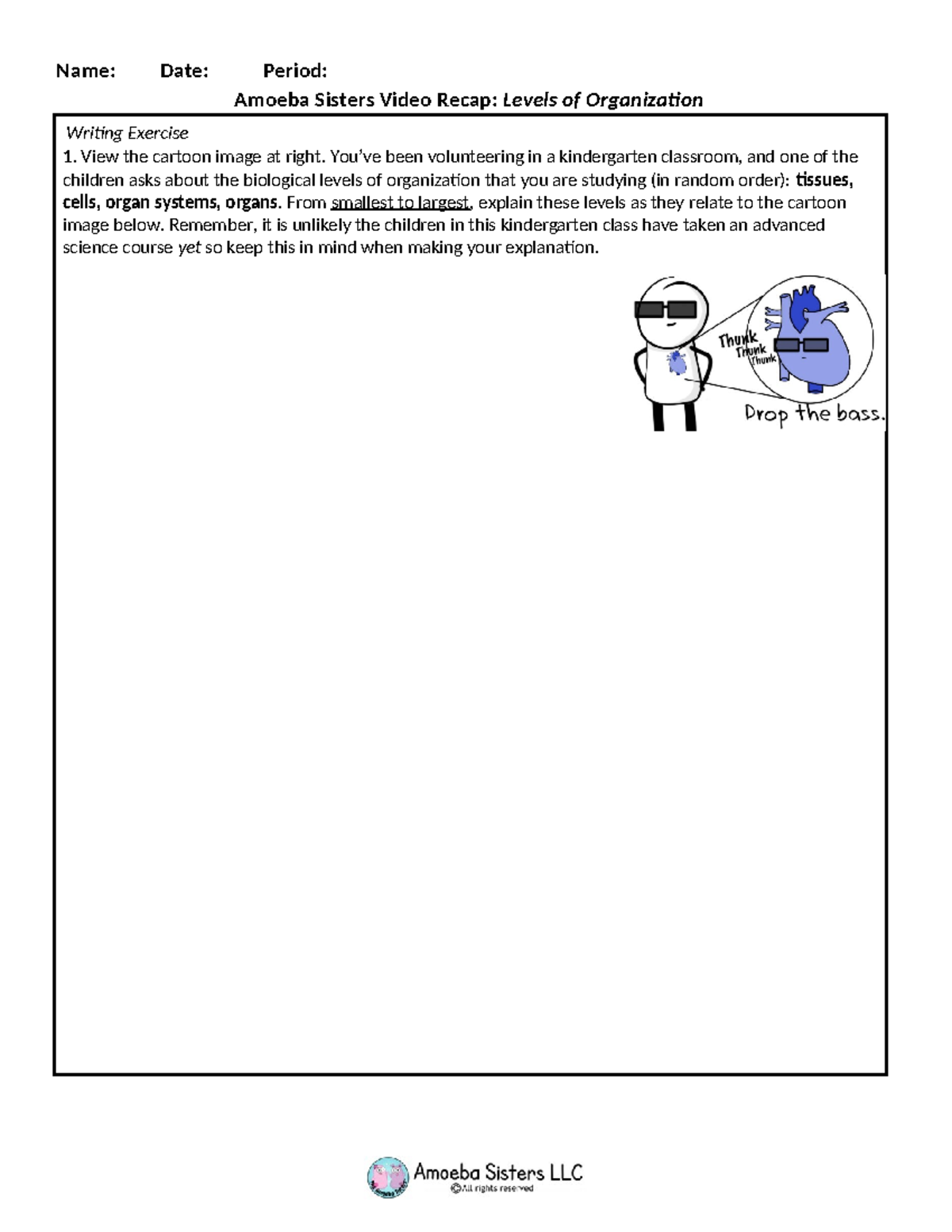 Amoeba Sisters Biological Levels of Organization Name Date Period