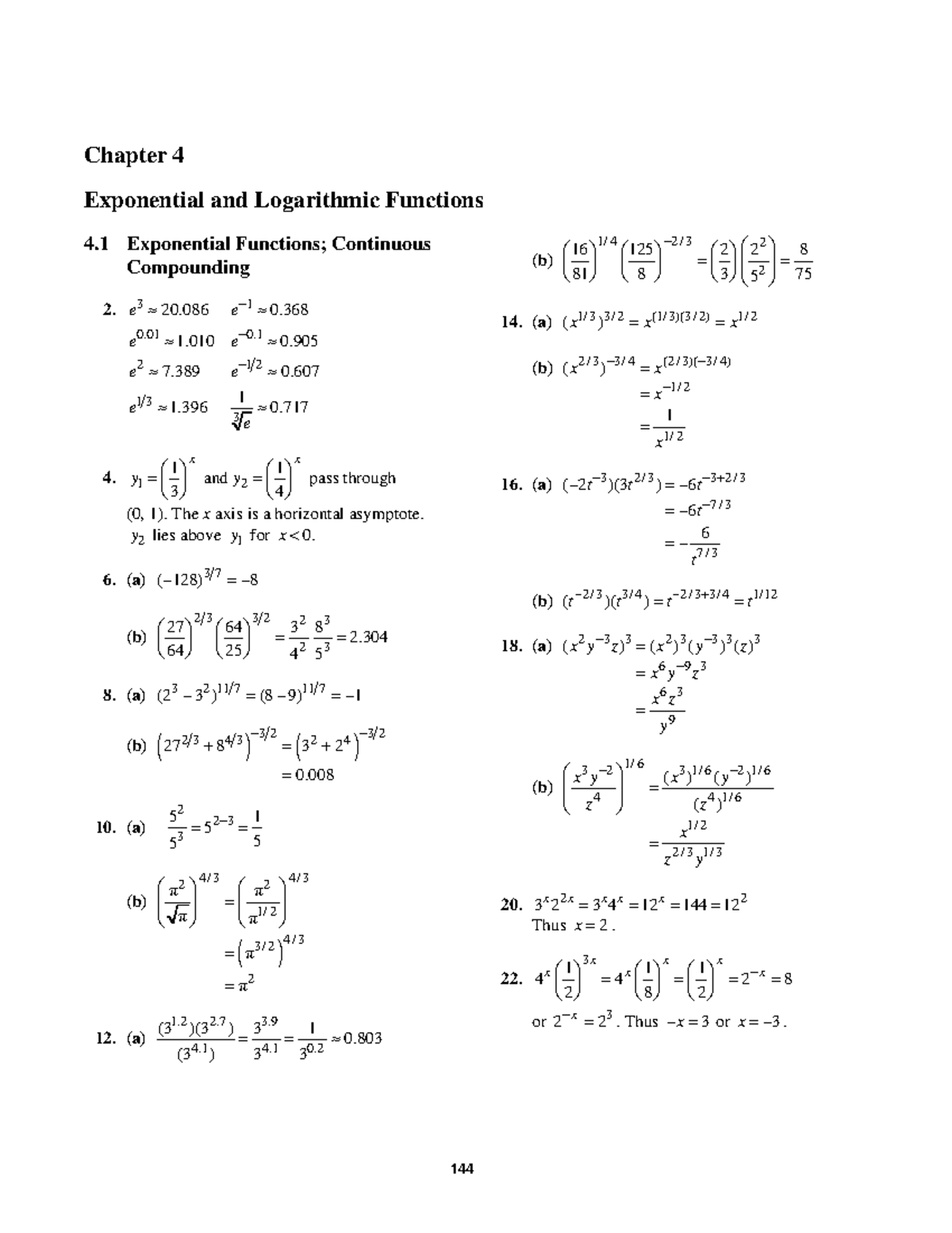 Chapter 4 - Lecture notes 1, 2-3 - 144 Chapter 4 Exponential and ...