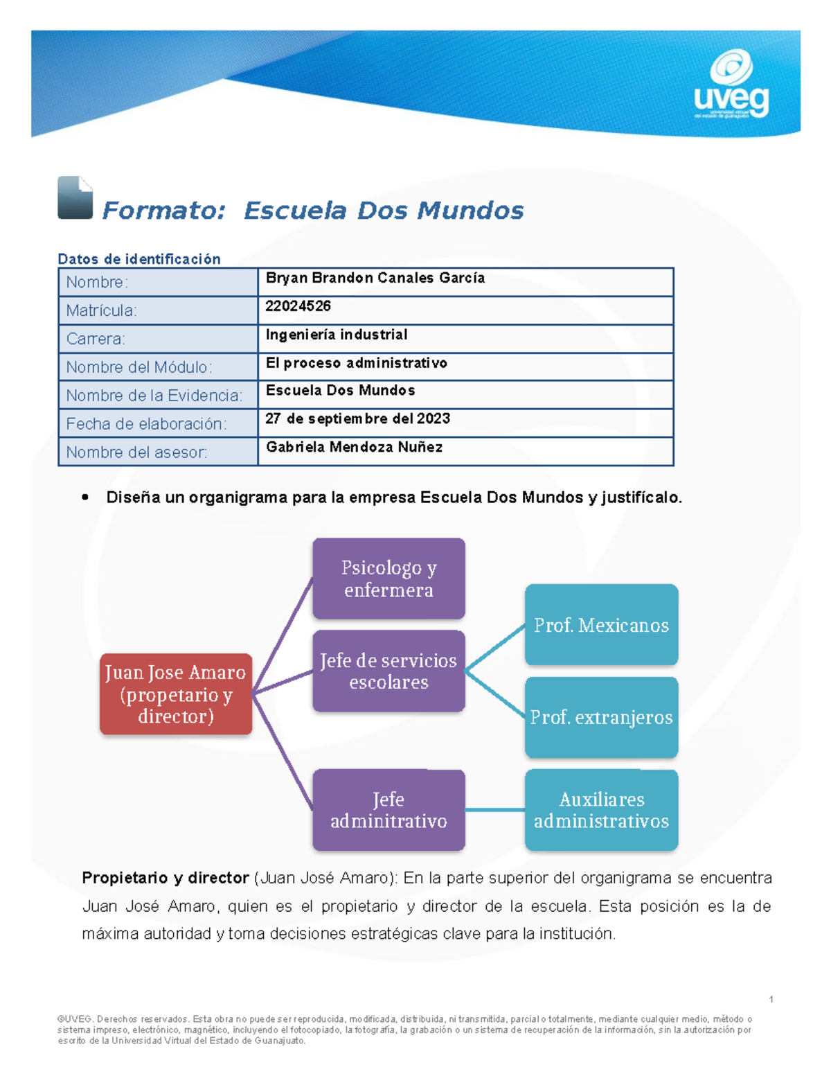 Canales Bryan Escuela Dos Mundos - Formato: Escuela Dos Mundos Datos de ...