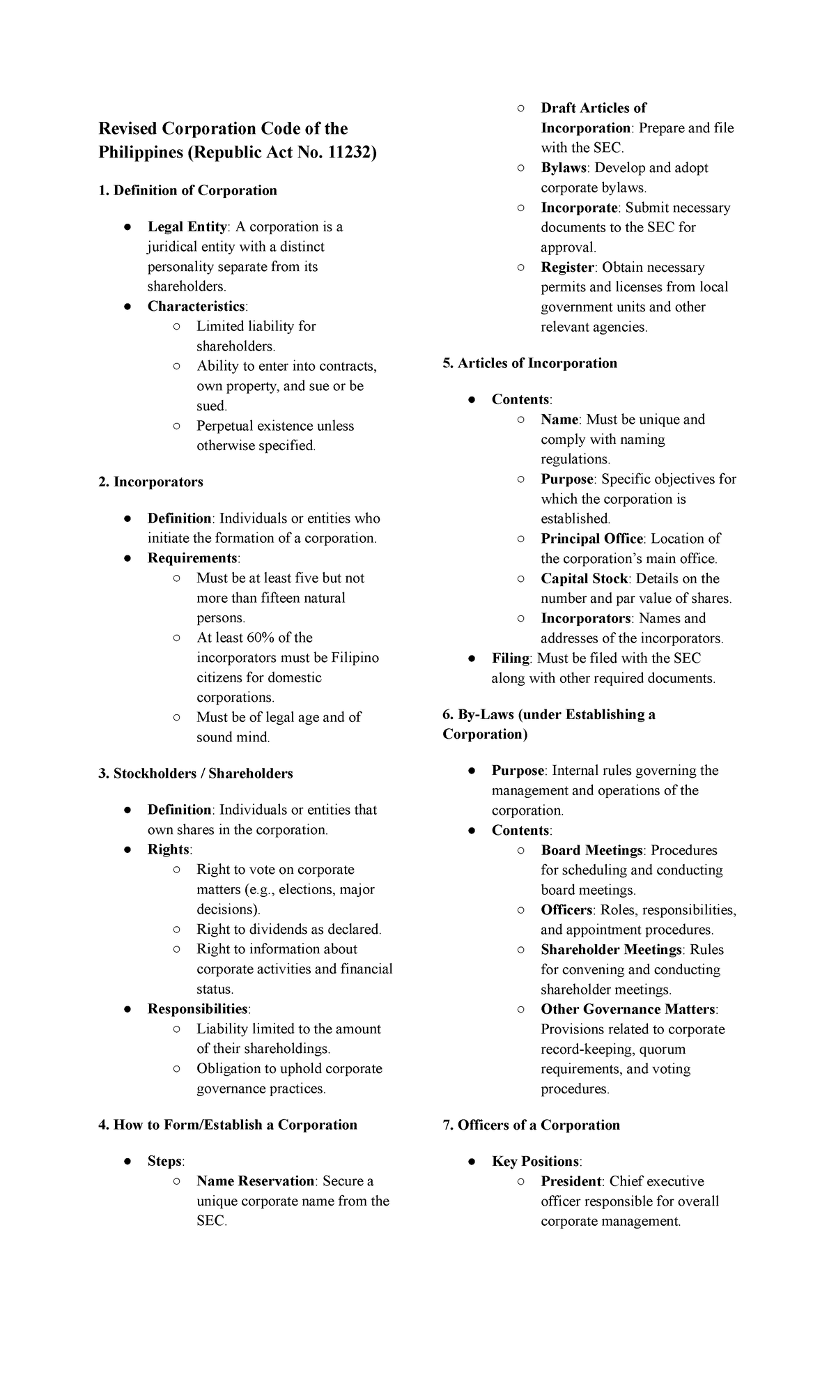 Corporate Code Revised Corporation Code of the Philippines (Republic
