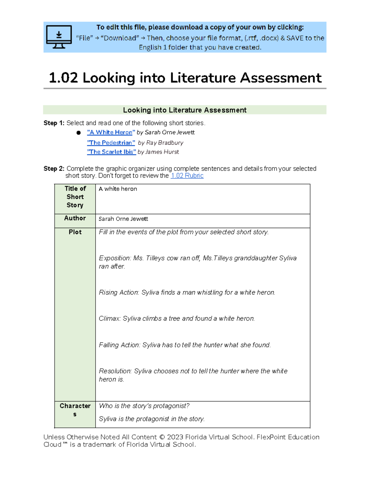 literature assessment assignment