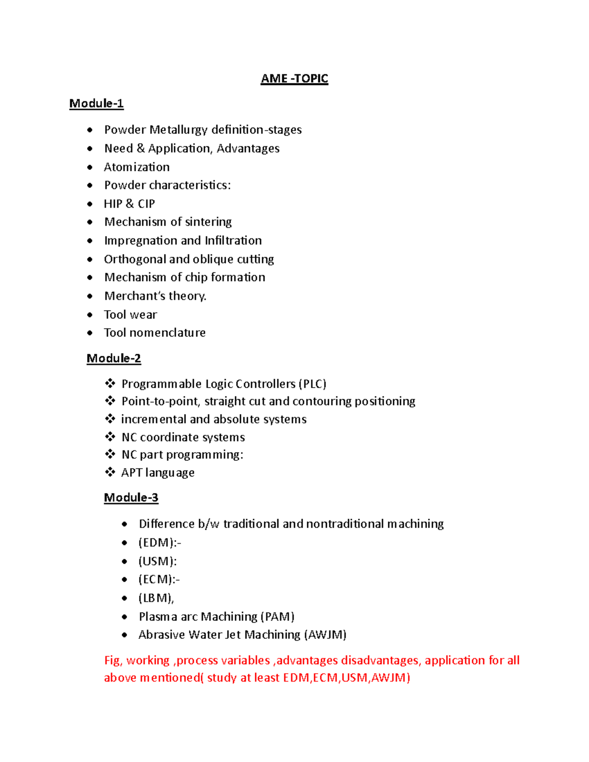 AME IMP - AME - TOPIC Module- 1 - Powder Metallurgy definition-stages ...