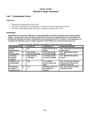 Lab 2- Plate Tectonics - GEOL 1121 K Physical Geology Laboratory Lab 2 ...