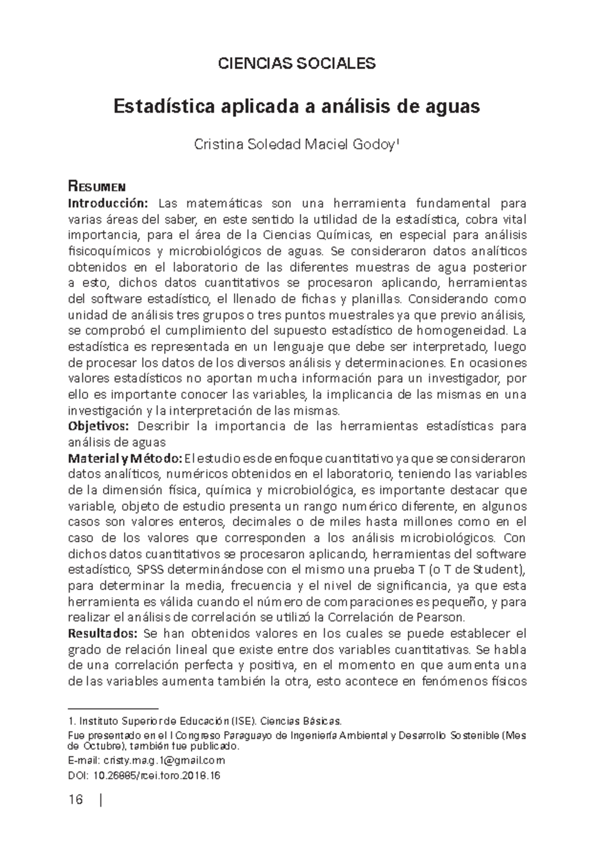 Estadistica aplicada a analisis de aguas - 16 | CIENCIAS SOCIALES ...