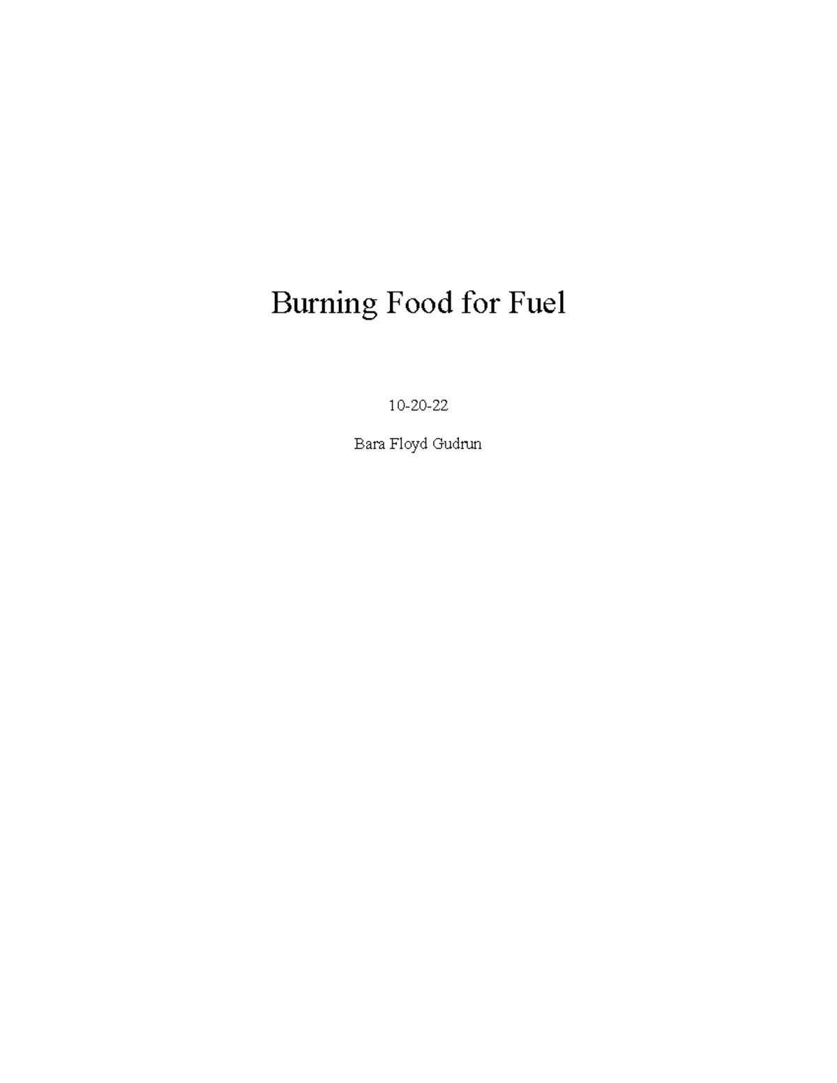 Lab 2 Caloric Expenditure Burning Food for Fuel 1020 Bara Floyd