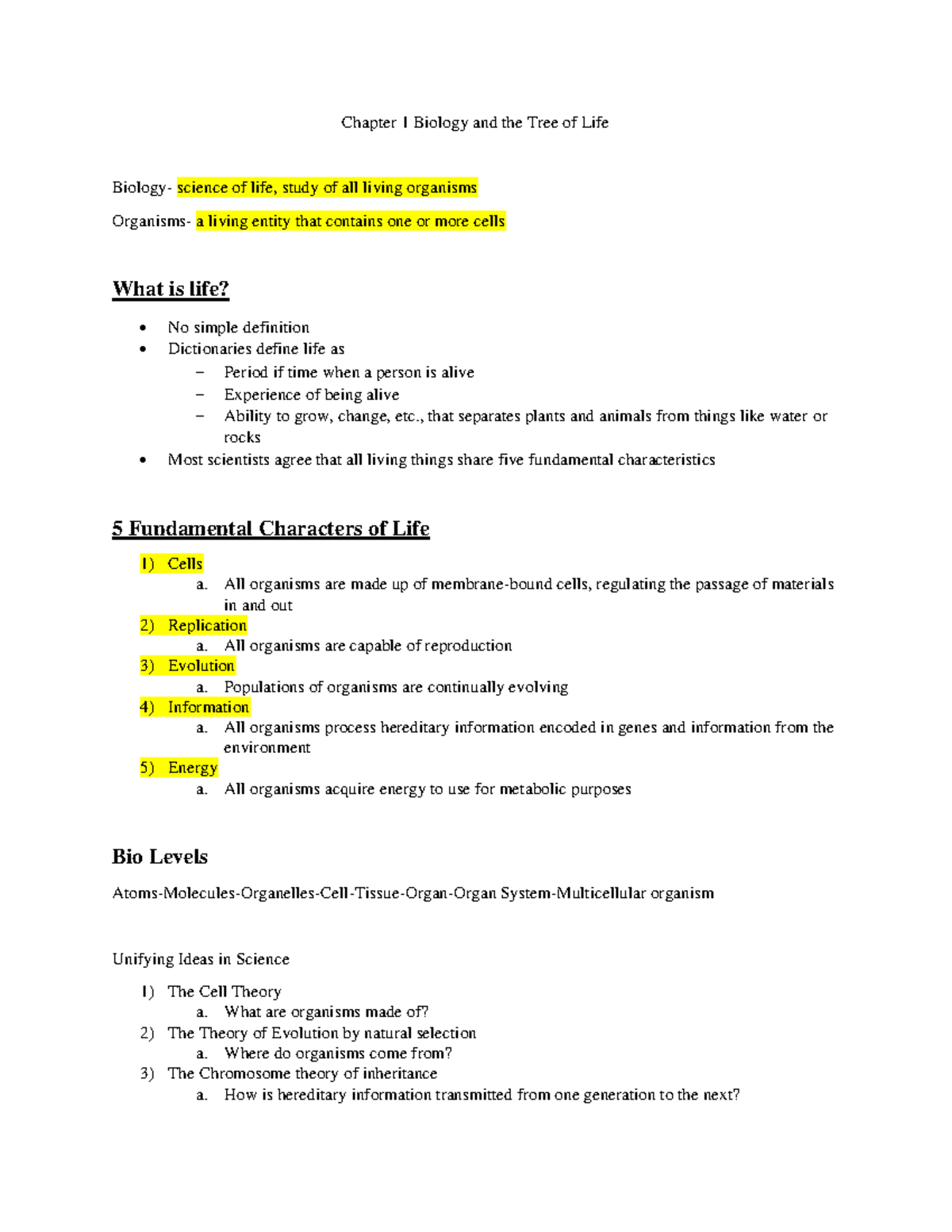 Biology and the Tree of Life - Chapter 1 Biology and the Tree of Life ...