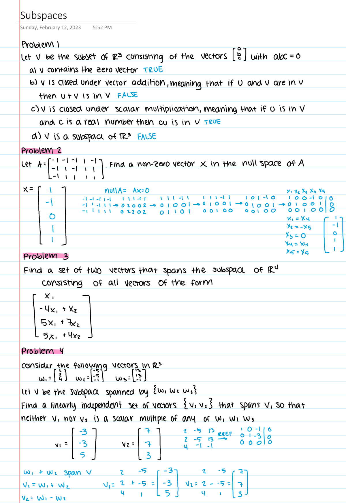 Subspaces Hw - MATH 1553 - Studocu