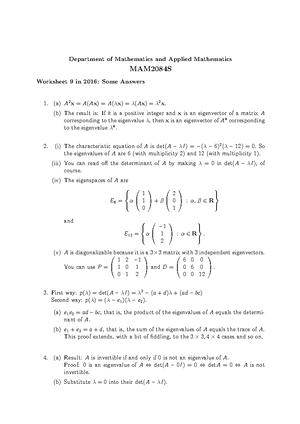 Tut 9 memo - tutorial solution - Tutorial 9 MAM2084, 2023, UCT Focuses ...