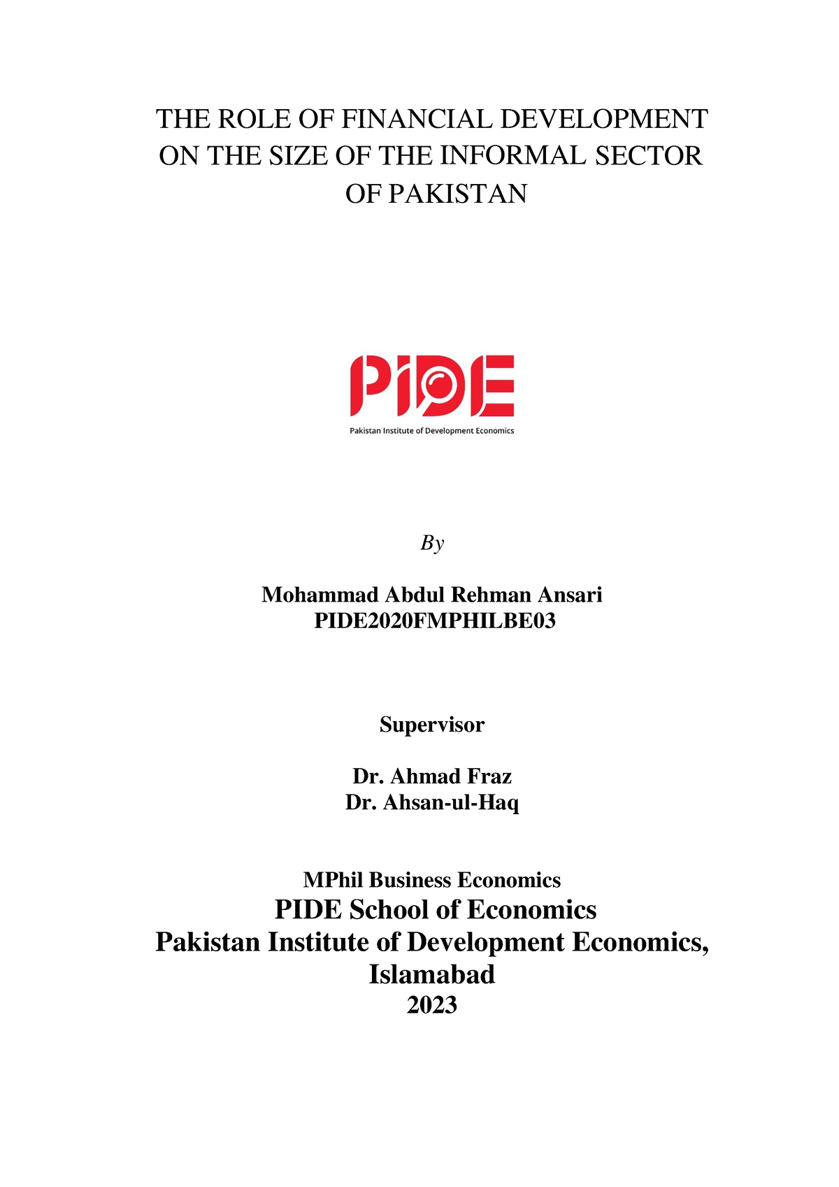 mphil finance thesis