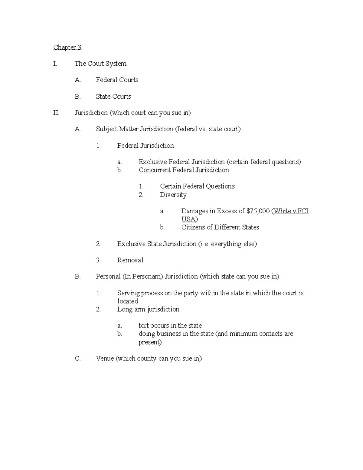 Bsl 212 Chapter Outlines Updated Fall 16 - I. The Court System A 