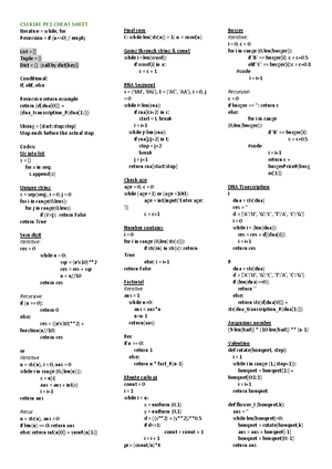 CS1010 Cheat sheet - ####### User key in code: ####### a= int(input ...