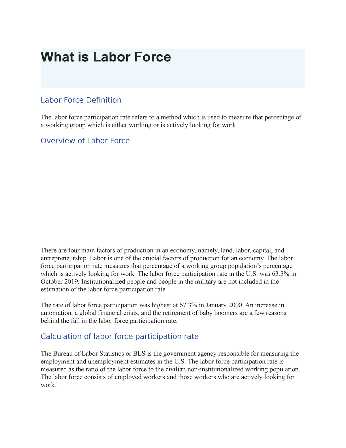 What is Labor Force - econ - What is Labor Force Labor Force Definition ...