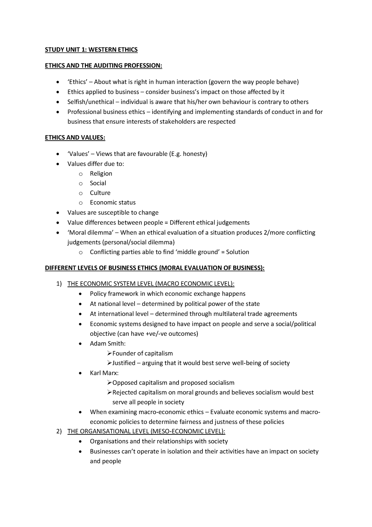 Auditing 2 Study Notes (2018 ) - STUDY UNIT 1: WESTERN ETHICS ETHICS ...