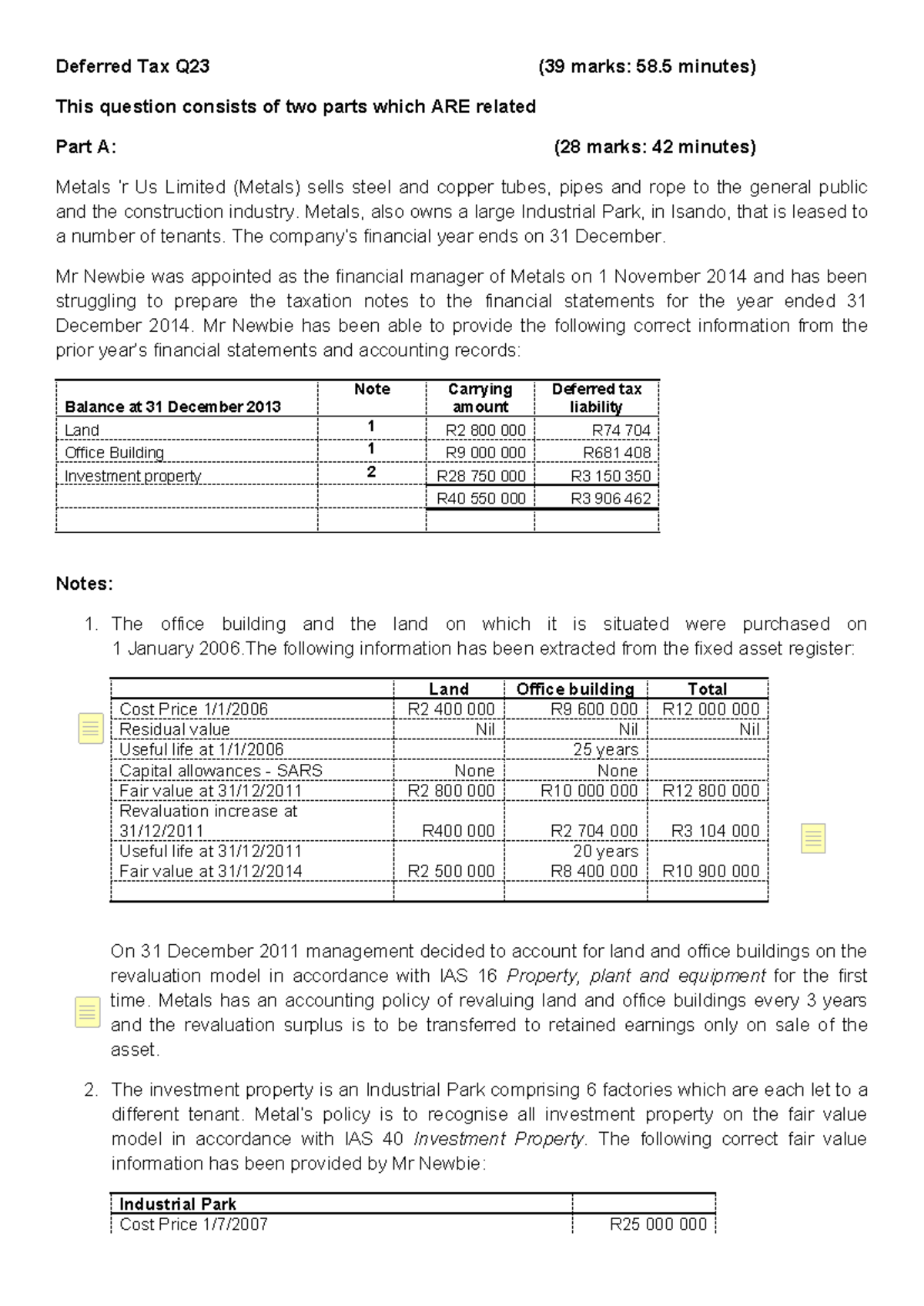 DT - Question 23 - Deferred Tax Q23 (39 marks: 58 minutes) This ...