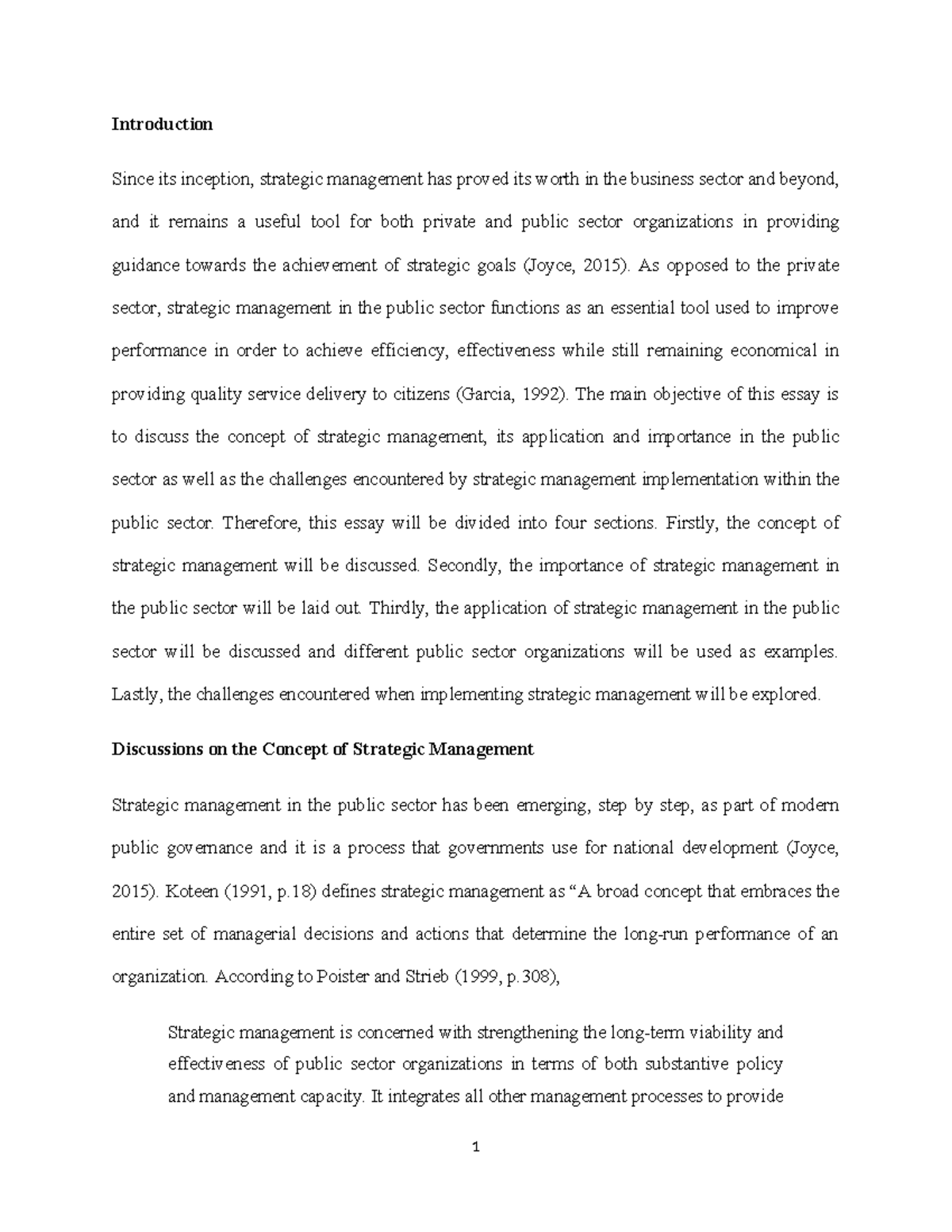 strategic management term paper