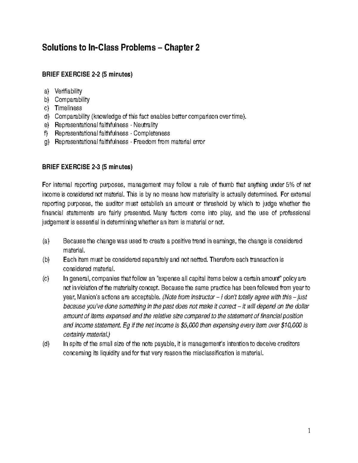 2 5 March 2019, Questions And Answers - Solutions To In-Class Problems ...