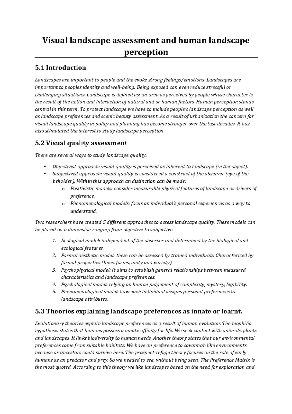 Visual Landscape Assessment And Human Landscape Perception Visual