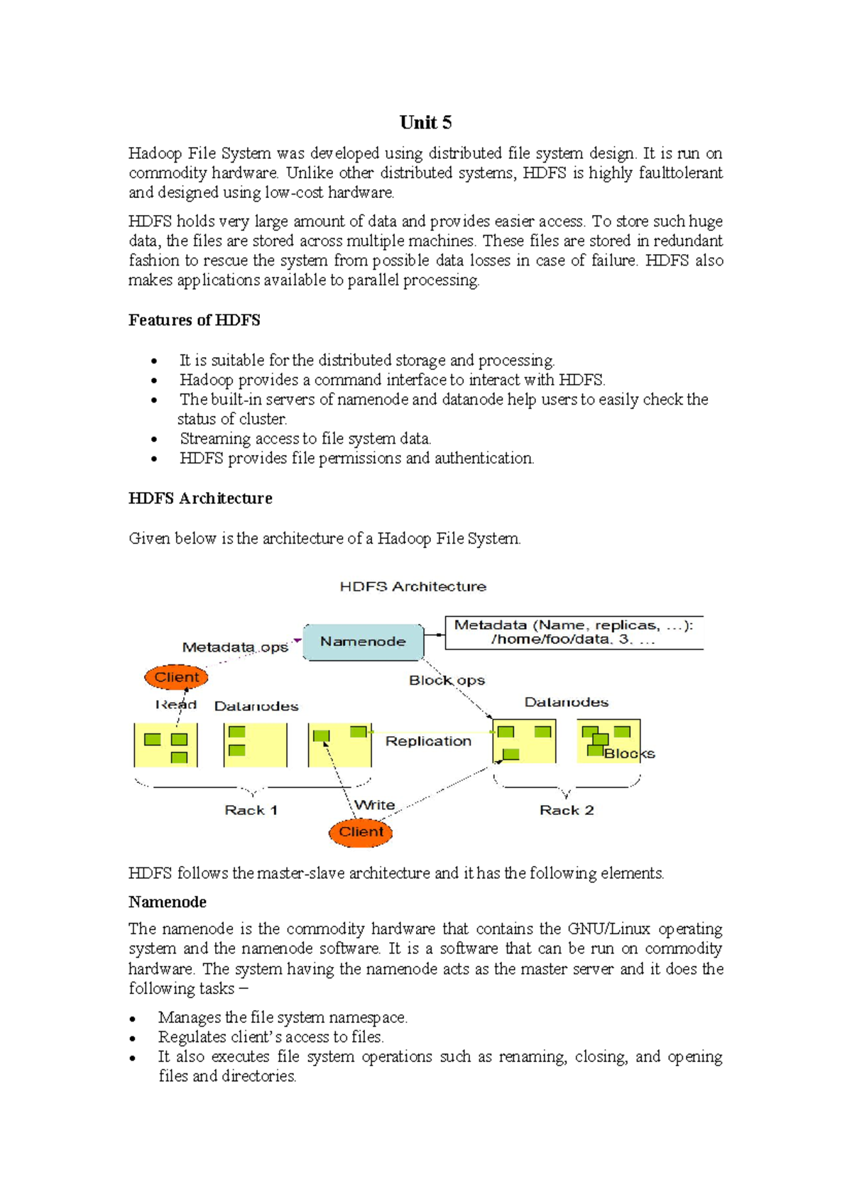 Data Analytics Units 5 - DA nites - Unit 5 Hadoop File System was ...