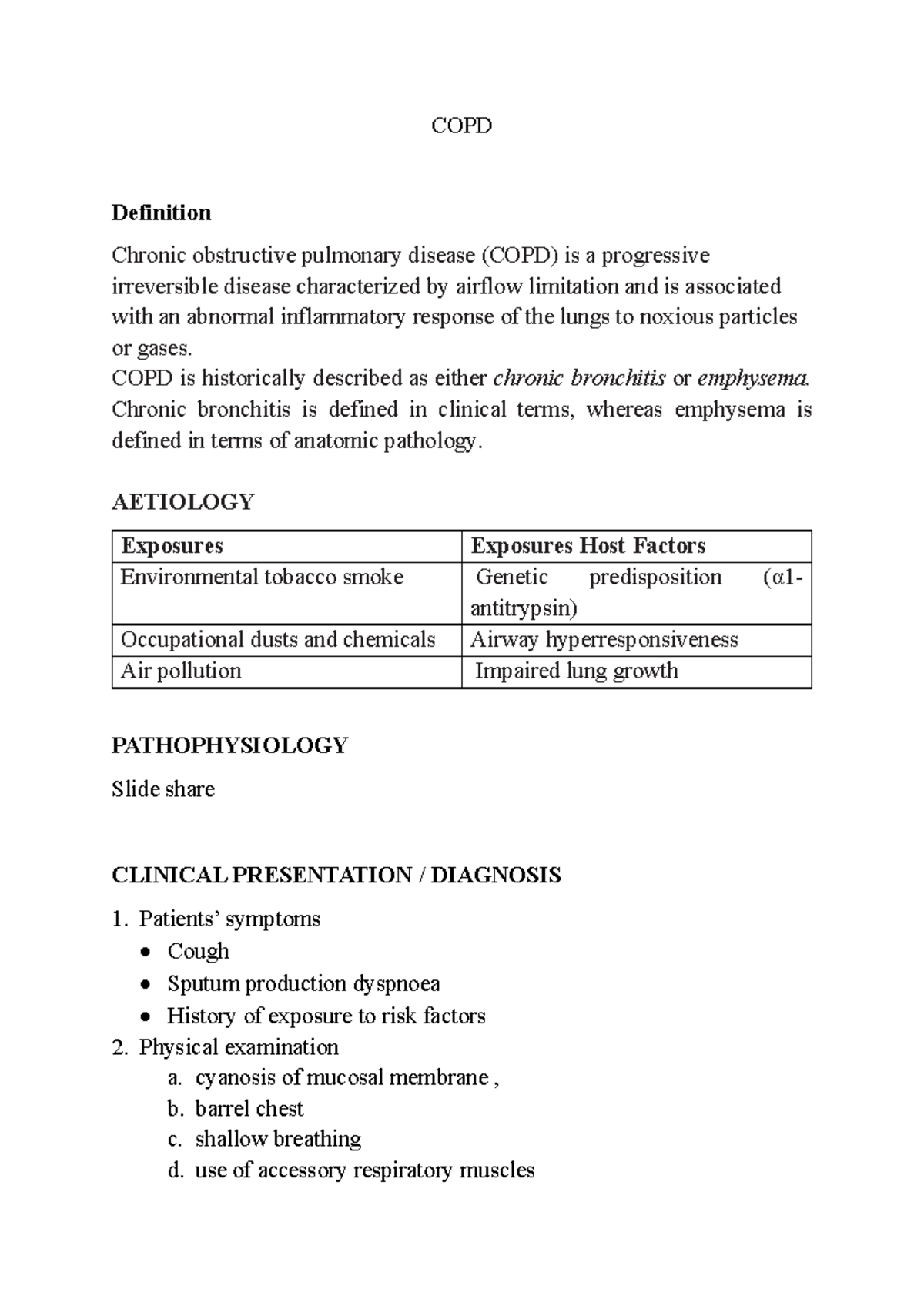 COPD - chronic obstructive pulmonary disorder - COPD Definition Chronic ...