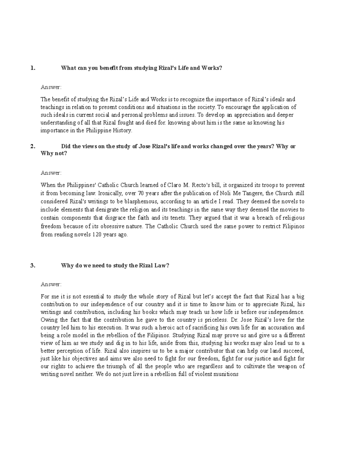 summaries of Rizal Life during the Spanish conquest BS tourism