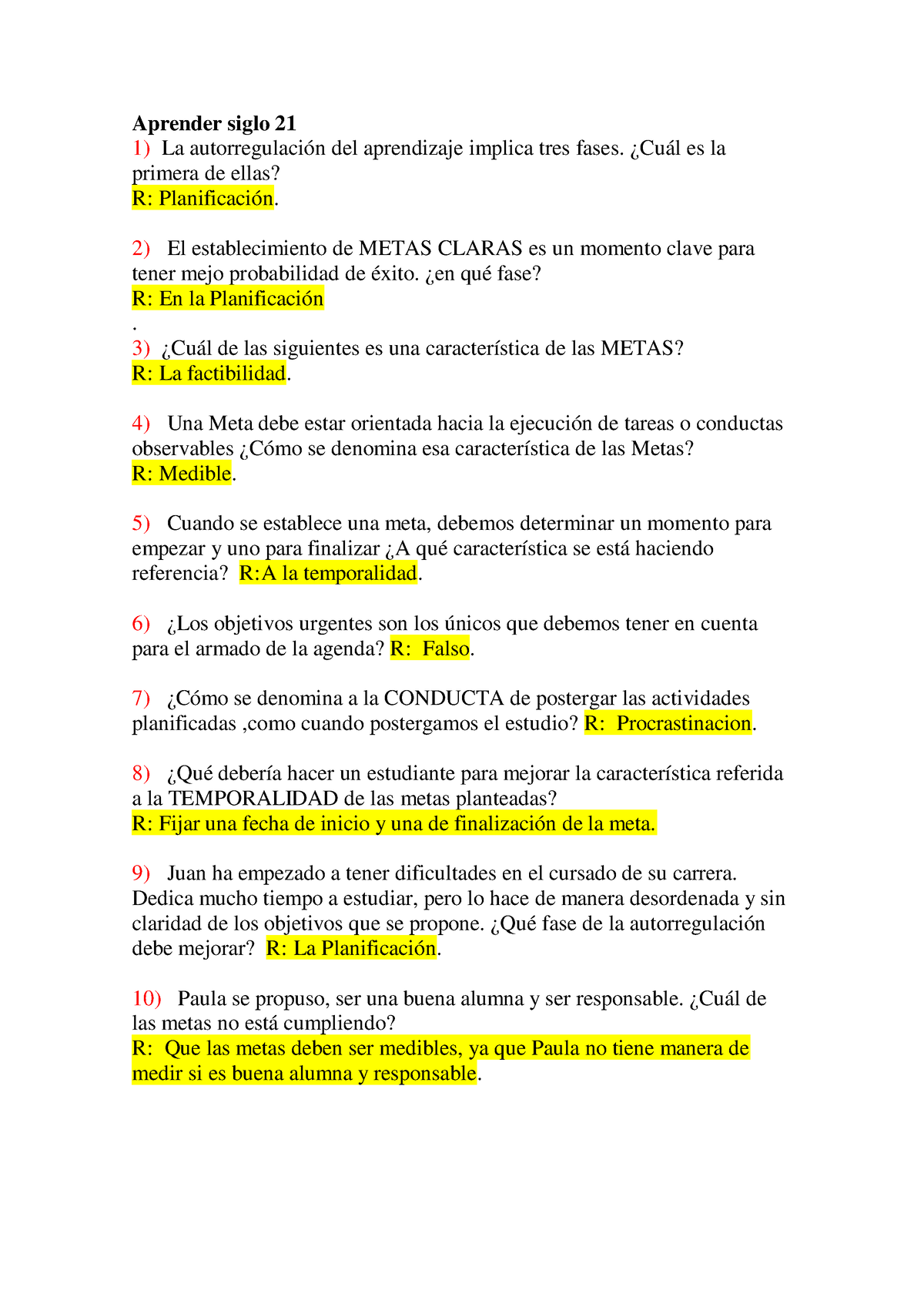 Preguntero Aprender Siglo 21 Aprender Siglo 21 La Autorregulación Del