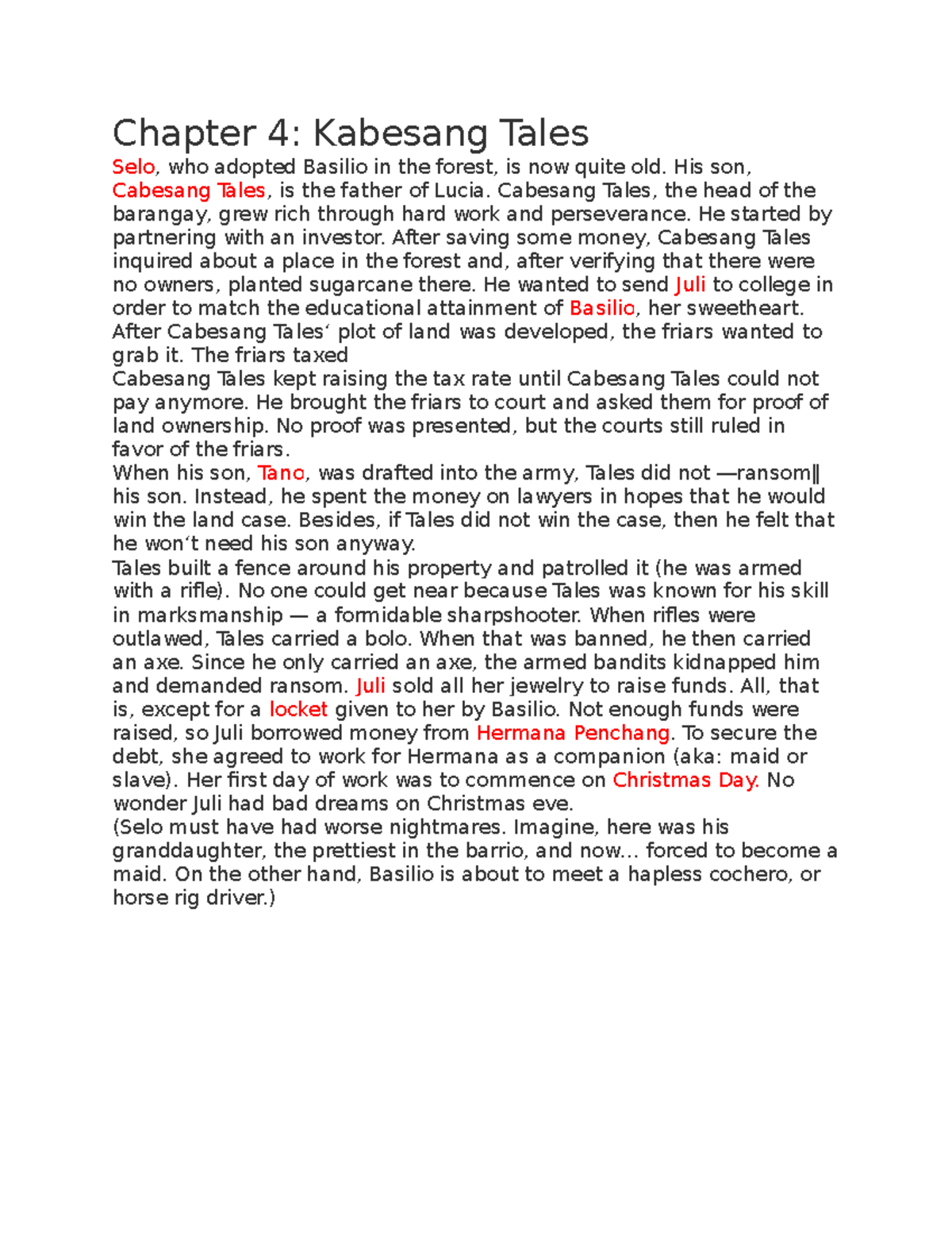 Chapter 4 - lecture - Chapter 4: Kabesang Tales Selo, who adopted ...
