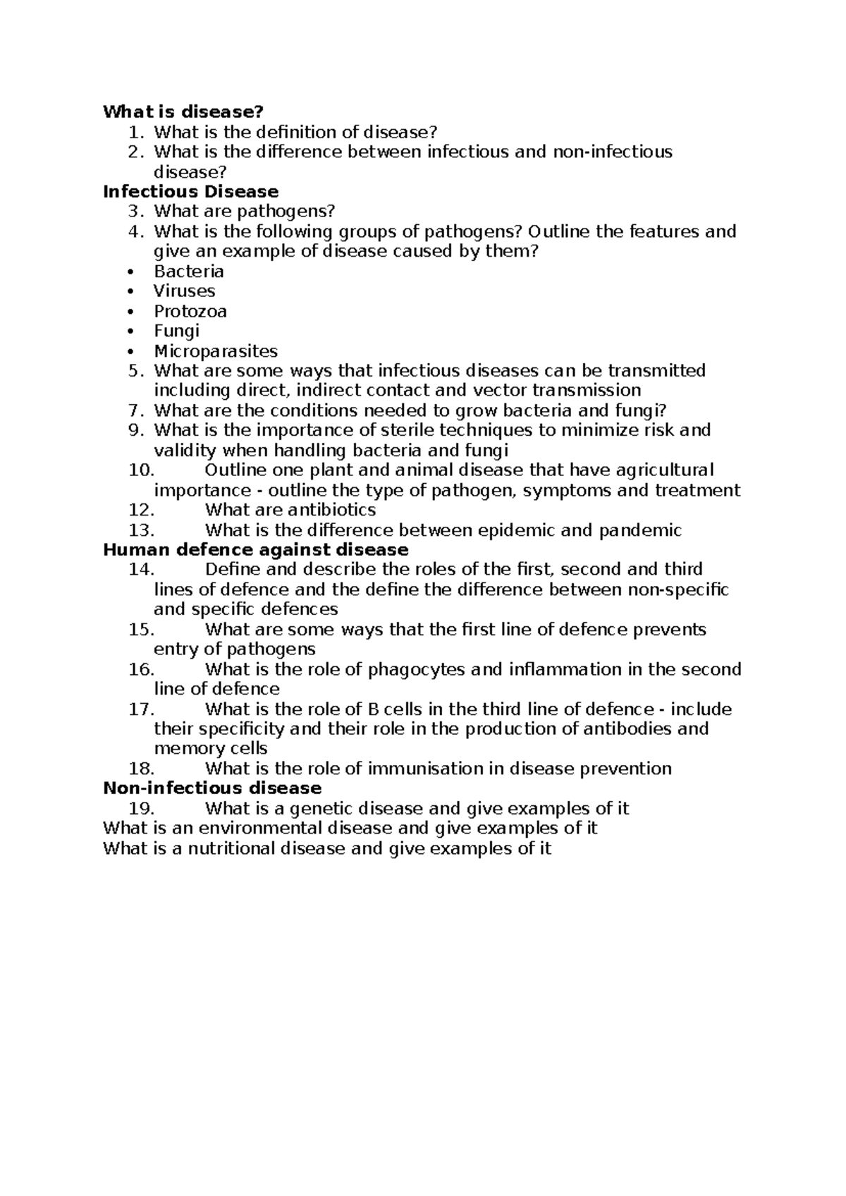 Disease study What is disease? 1. What is the definition of disease