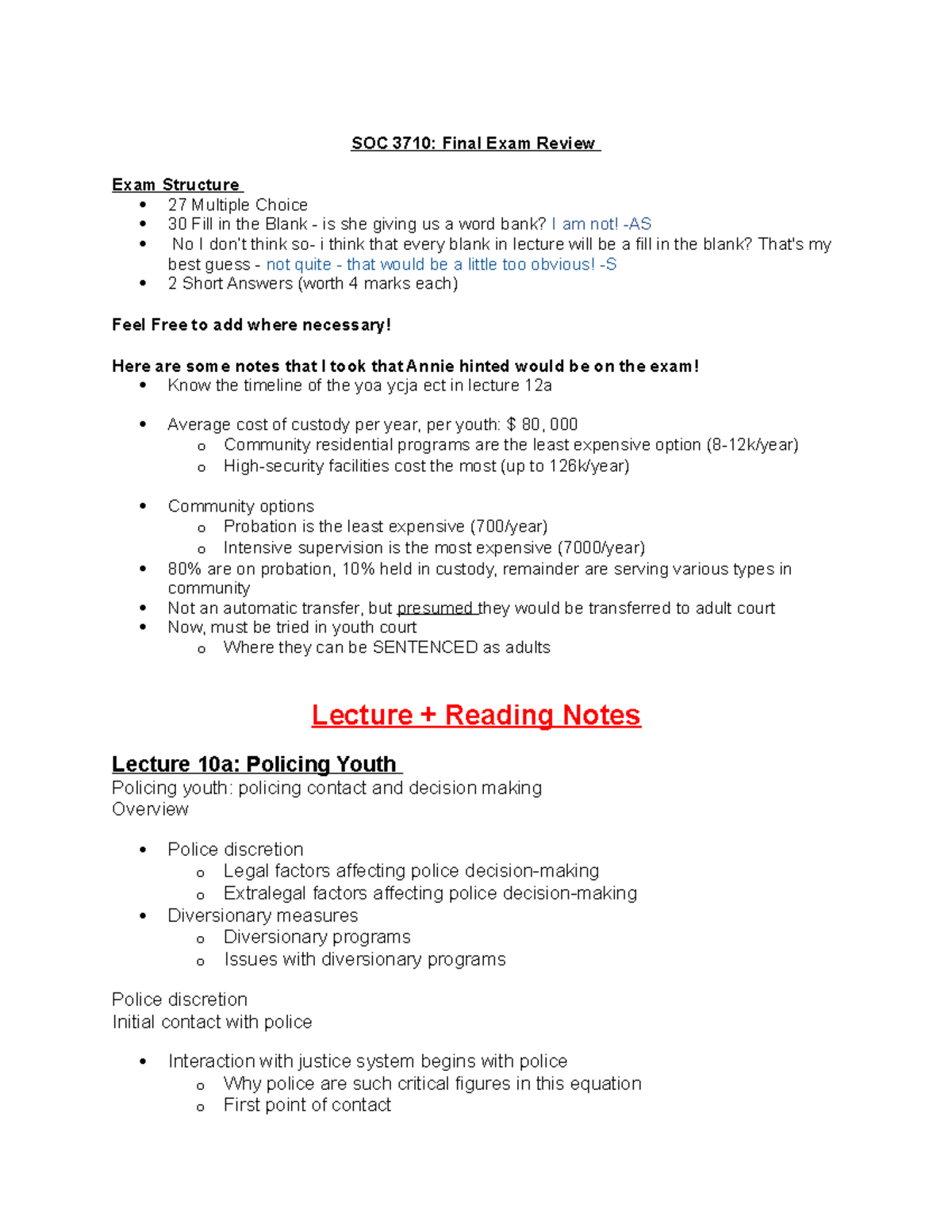 SOC 3710- Final Exam Review - Common factor of these o They indicate a ...