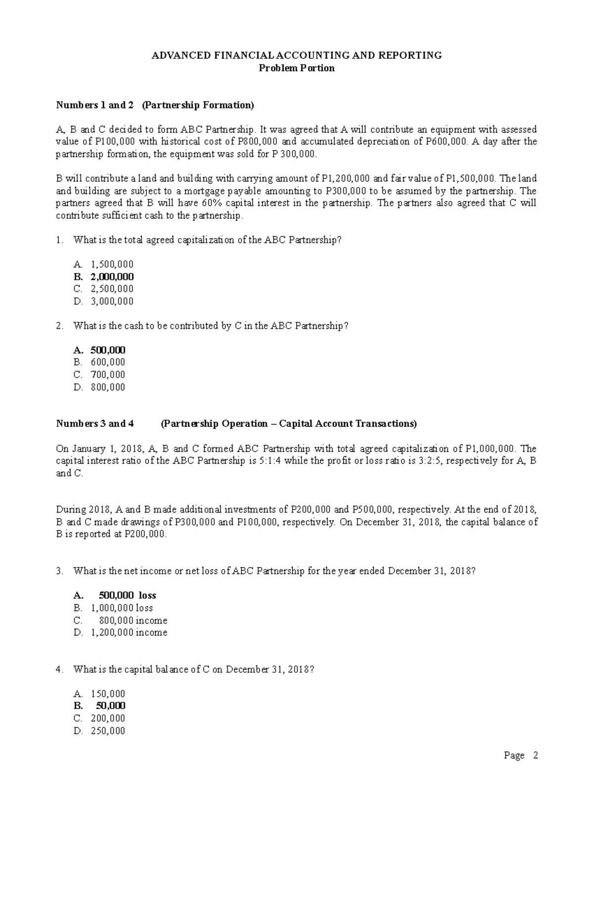 Afar Reviewer - Afar Quizzer - Advanced Financial Accounting And 