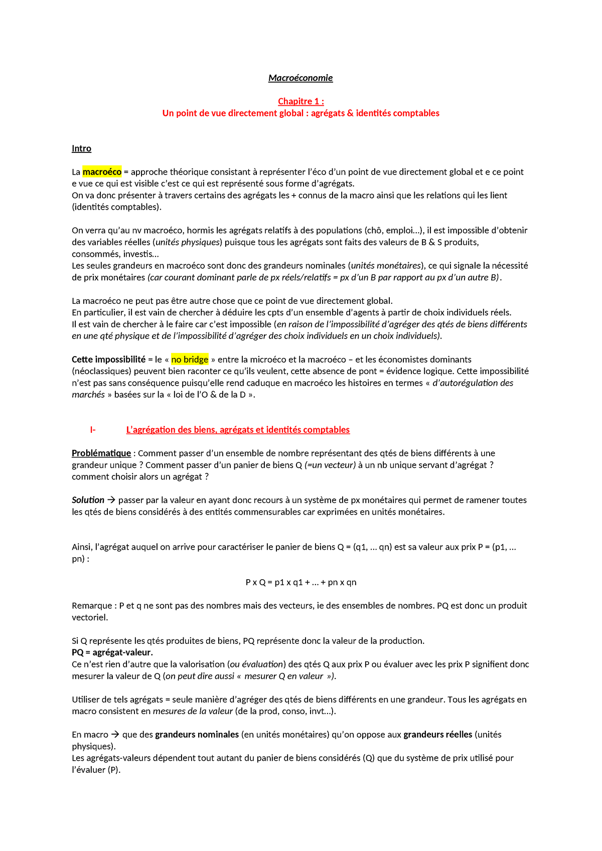 Chap 1 Macro Ã©conomie - Macroéconomie Chapitre 1 : Un Point De Vue ...