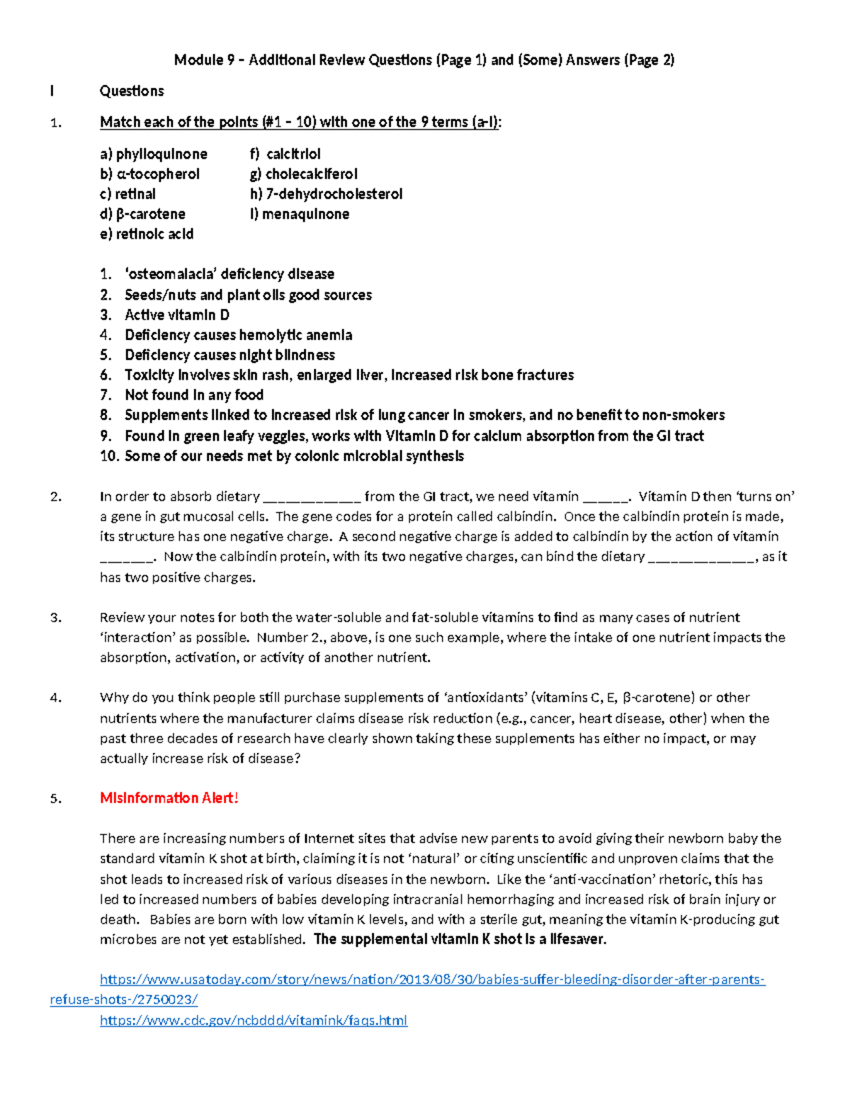 Module 9 - Sample Review Questions and Answers Fall 2023 - Module 9 ...