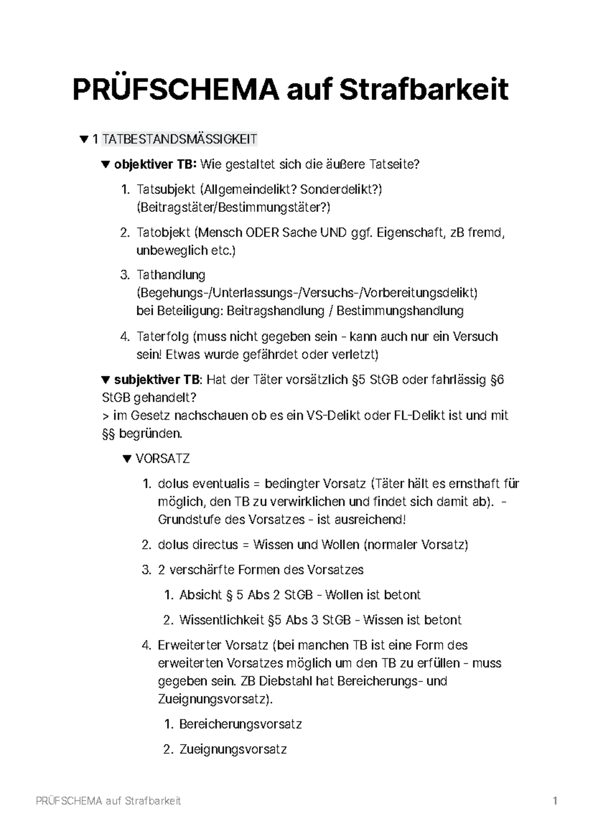 Vortäuschen Einer Straftat Schema Prfschema auf Strafbarkeit - PRÜFSCHEMA auf Strafbarkeit 1
